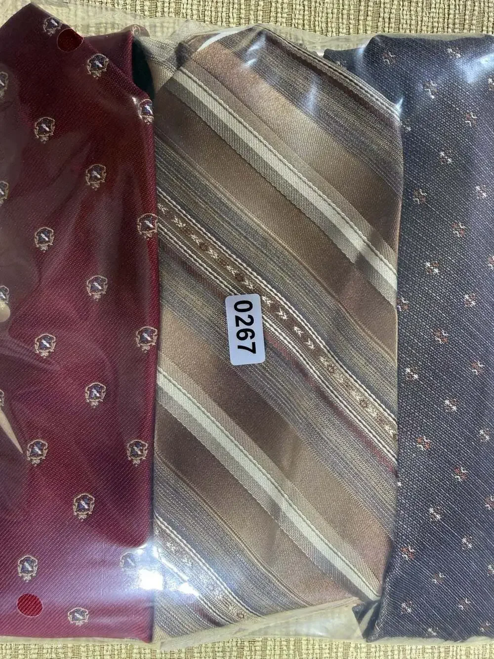 Men’s Necktie Lot of 5 Geometric Stripe Medallion Brown Red Gold Dress Ties